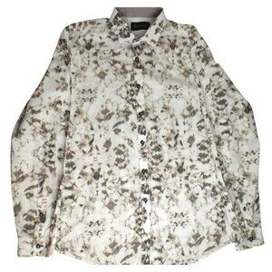 Mens Long Sleeve Shirt Geometric Smoke Dye Print Cotton Size Medium    JH833